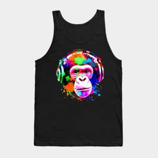 Headphones On Chimp Tank Top